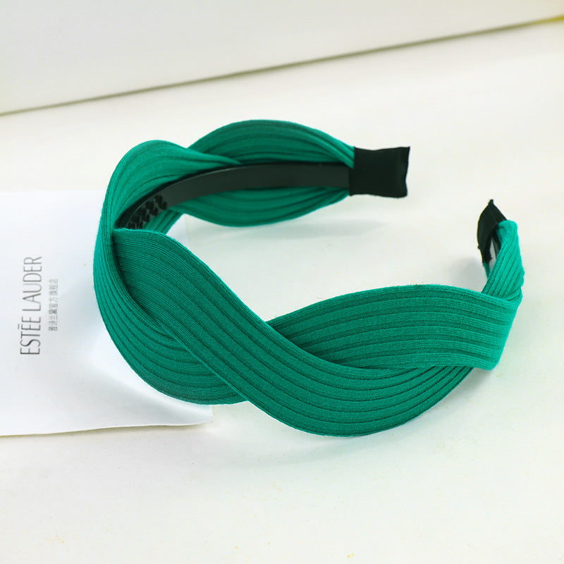 Fabric striped cross-knotted wide-brim hair accessory