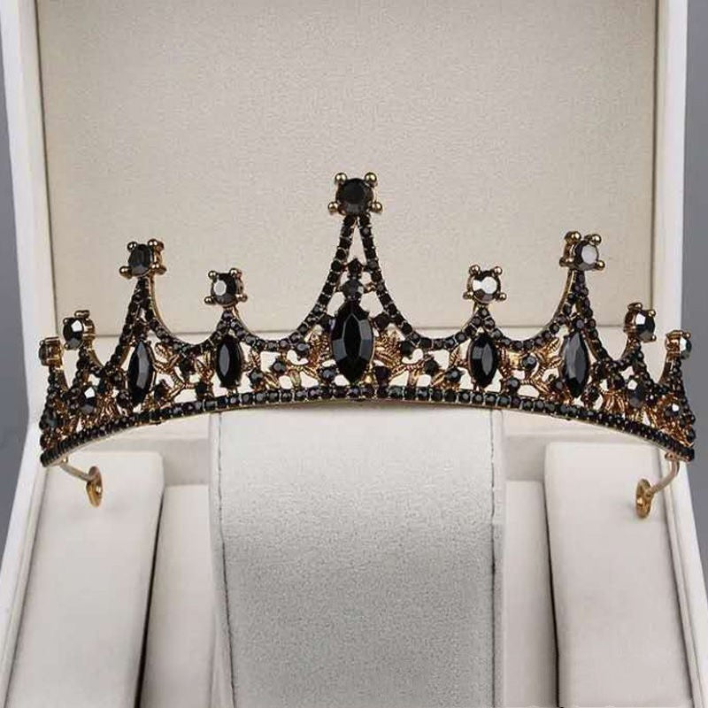 Black luxury crown bridal headdress wedding dress