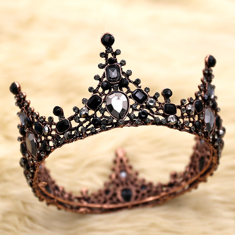 Retro round ornament and integral crown headdress