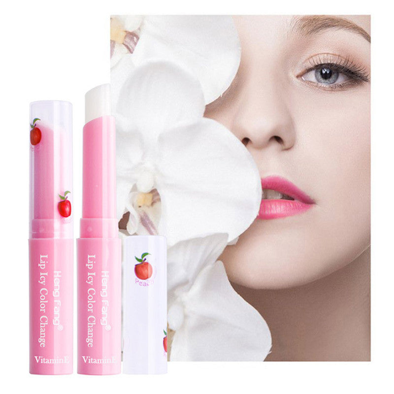 Peach color changing lip balm
