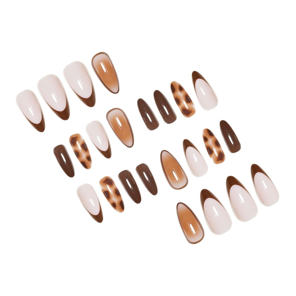 Peach Hand-worn Nail White Patch Gradient Pure Desire Style