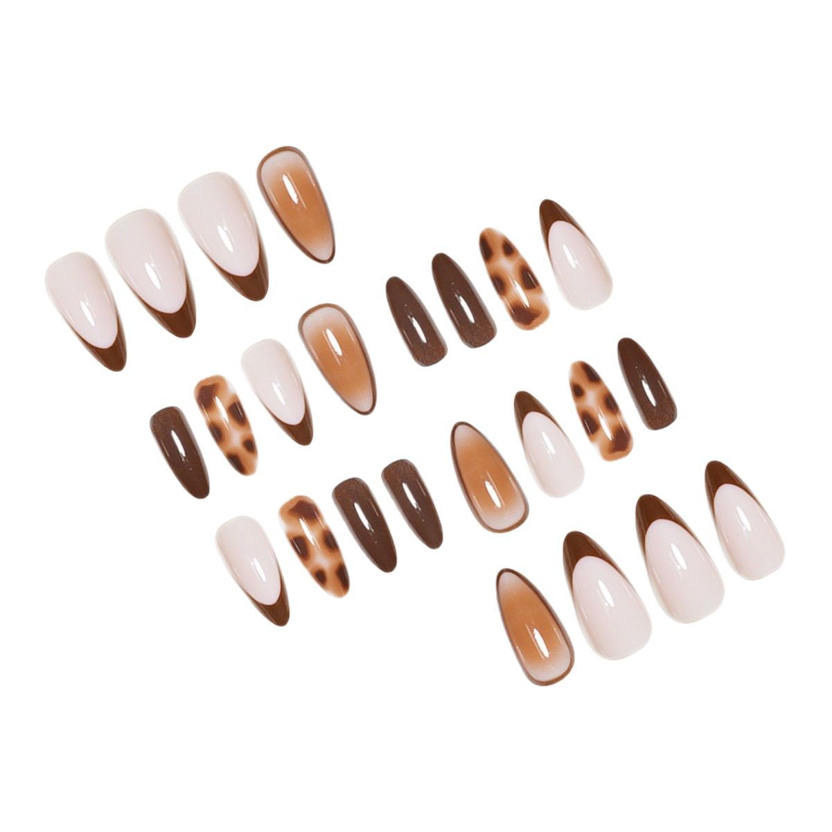 Peach Hand-worn Nail White Patch Gradient Pure Desire Style