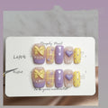 Nail Purple Jk Plaid Yellow Bow