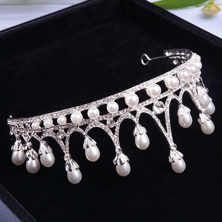 Bridal Crown Tiara Rhinestone Pearl Korean Wedding