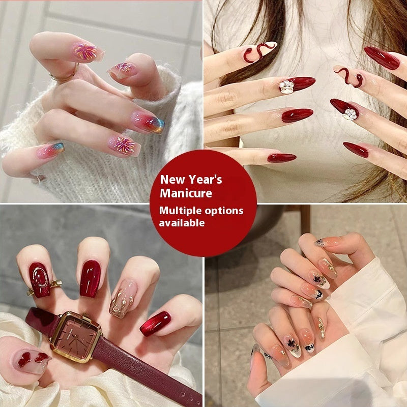 Hand Worn Nail Art Piece In China-Chic Red In The Year Of The Snake