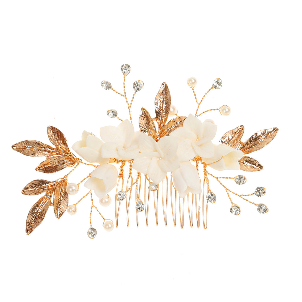 Alloy Leaf Shape Hair Comb Side Comb