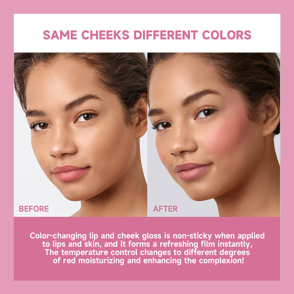 Derol Nude Makeup Rouge High Gloss Transparent Color-changing Blush