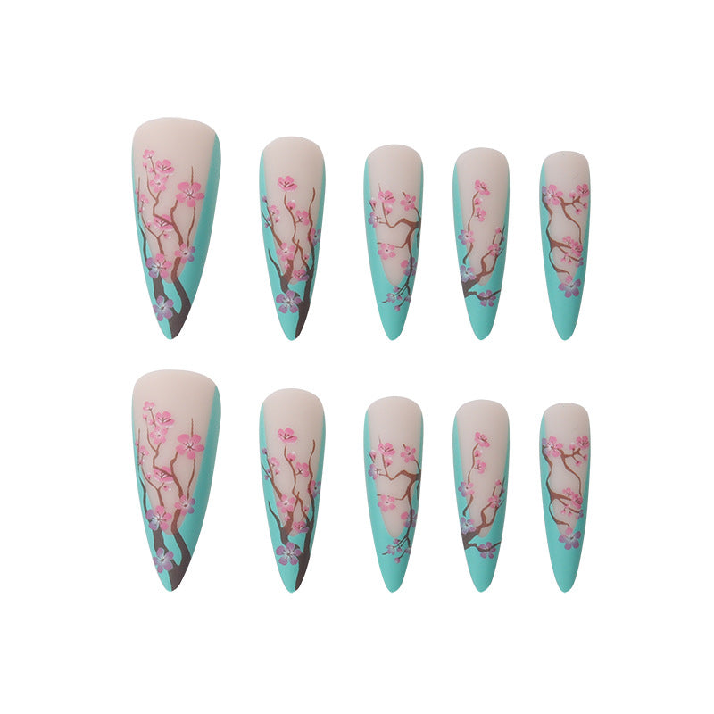 Chinese Style Plum Blossom Long Pointed Nail