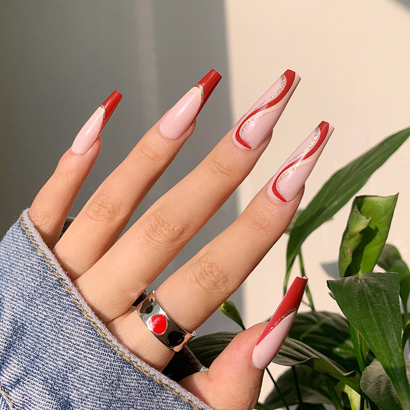 Wave Series Wear Nail Manicure Long Nail Tip Ultra-thin