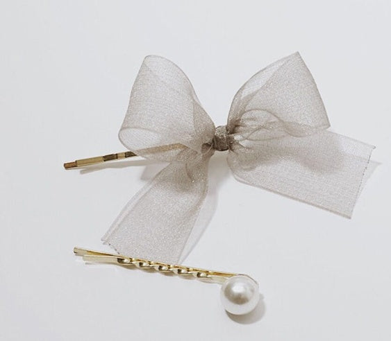 Simple bowknot pearl hair ornaments