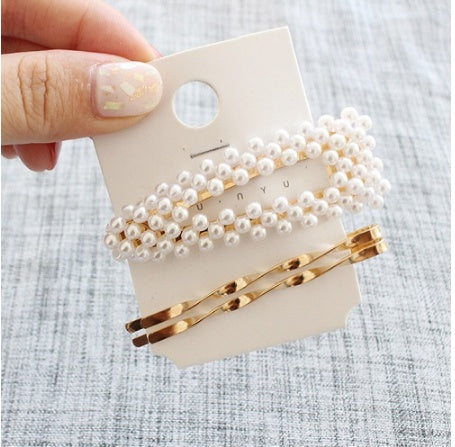 Metal pearl hairpin combination
