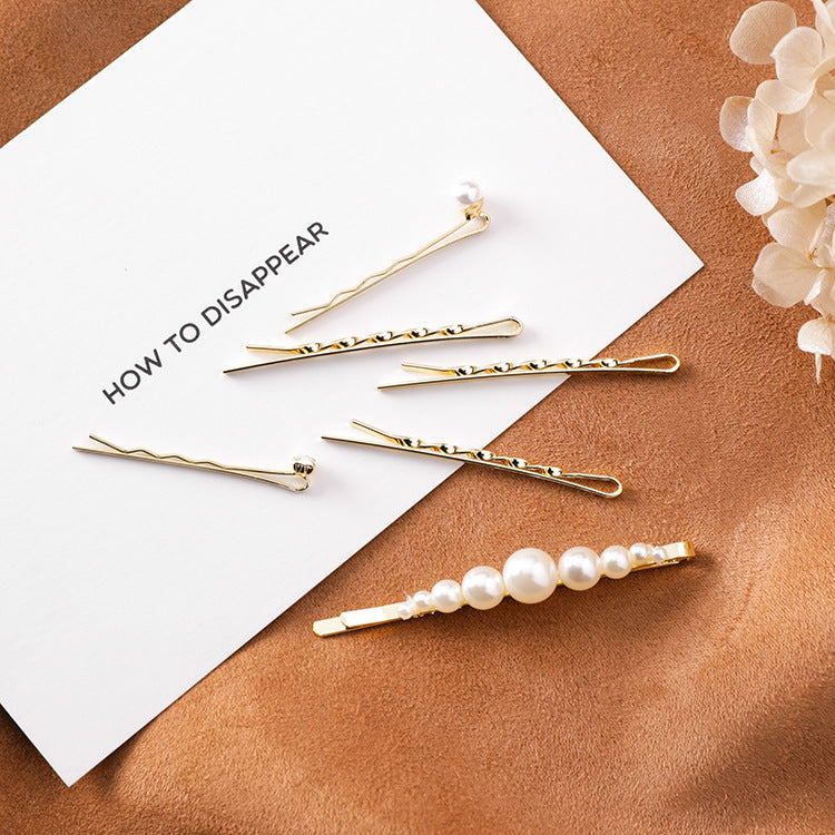 Rhinestone pearl hairpin clip bangs card