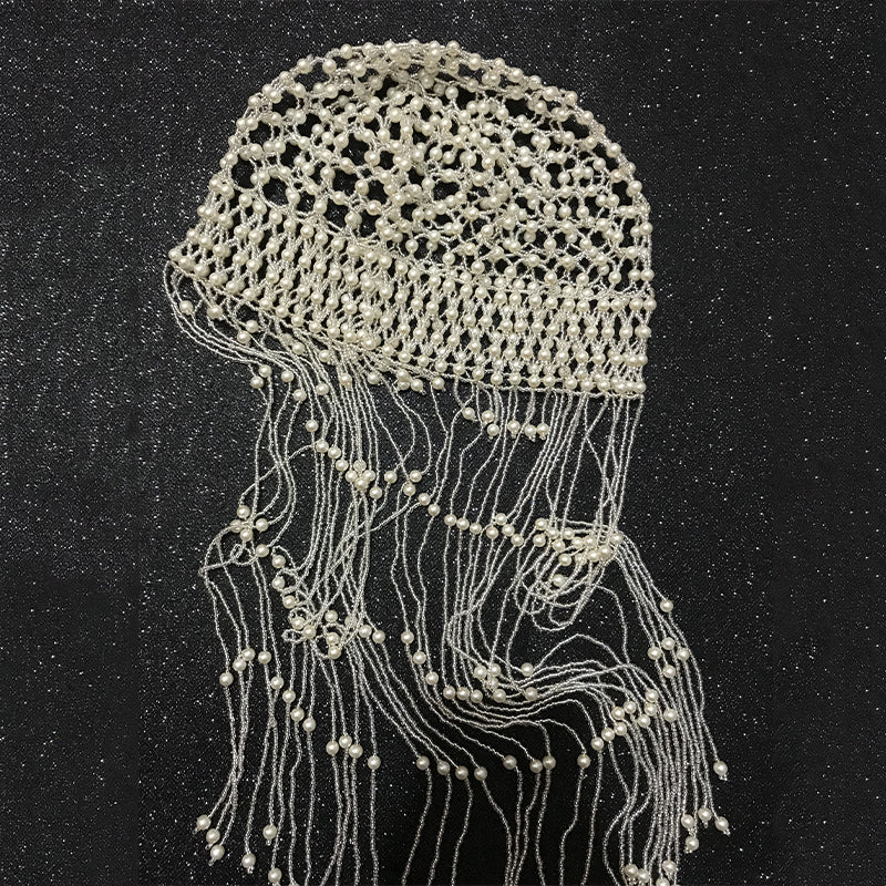Tassel Pearl Hat Beaded Headwear Photo Accessories