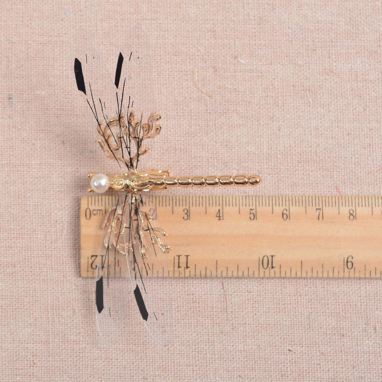 Golden Three-dimensional Dragonfly Hairpin Antique Alloy Jewelry cChildren Girls Korean Version