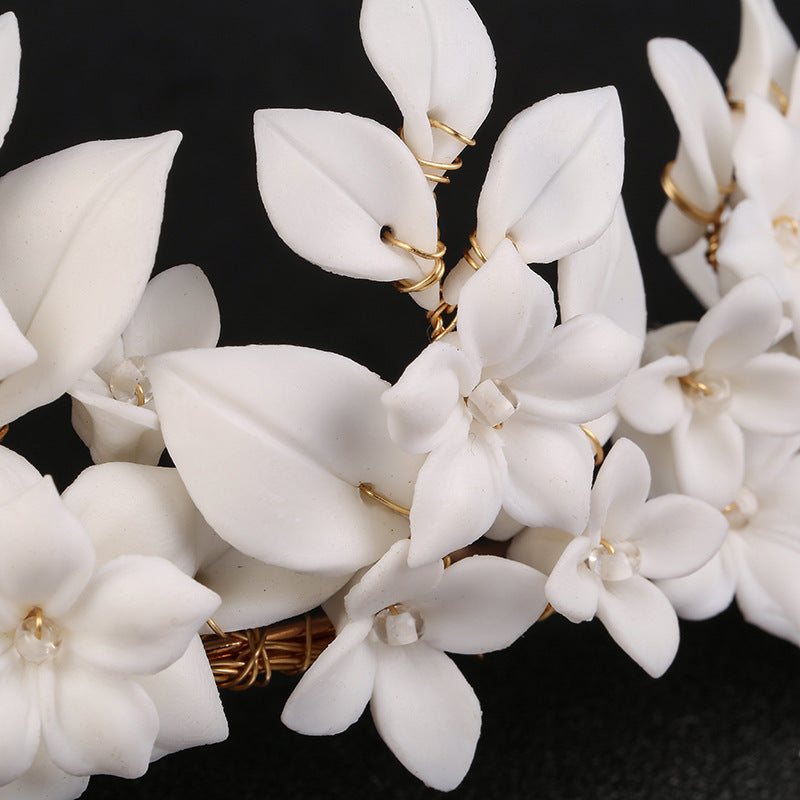 White Leaf Ceramic Flower Hair Decoration