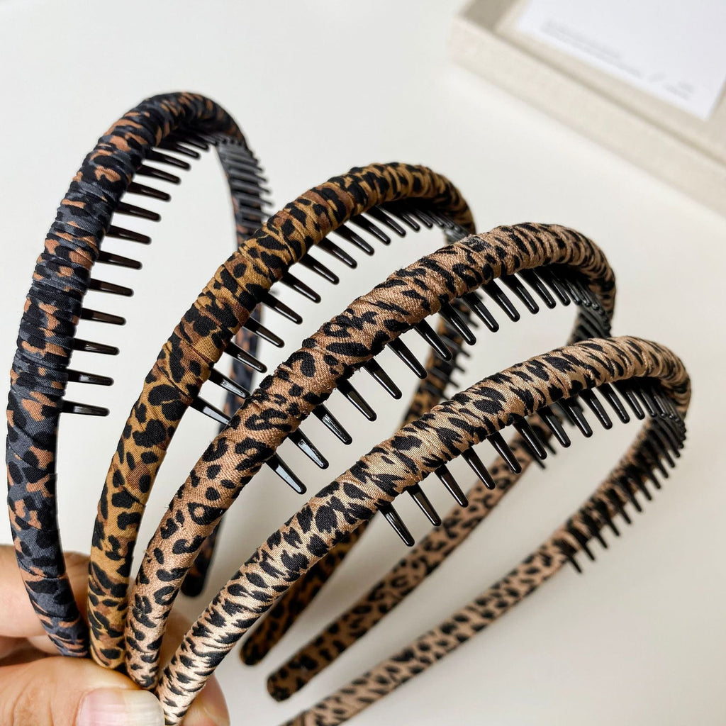 Leopard Print Pearlescent Winding Cloth Headband Simple