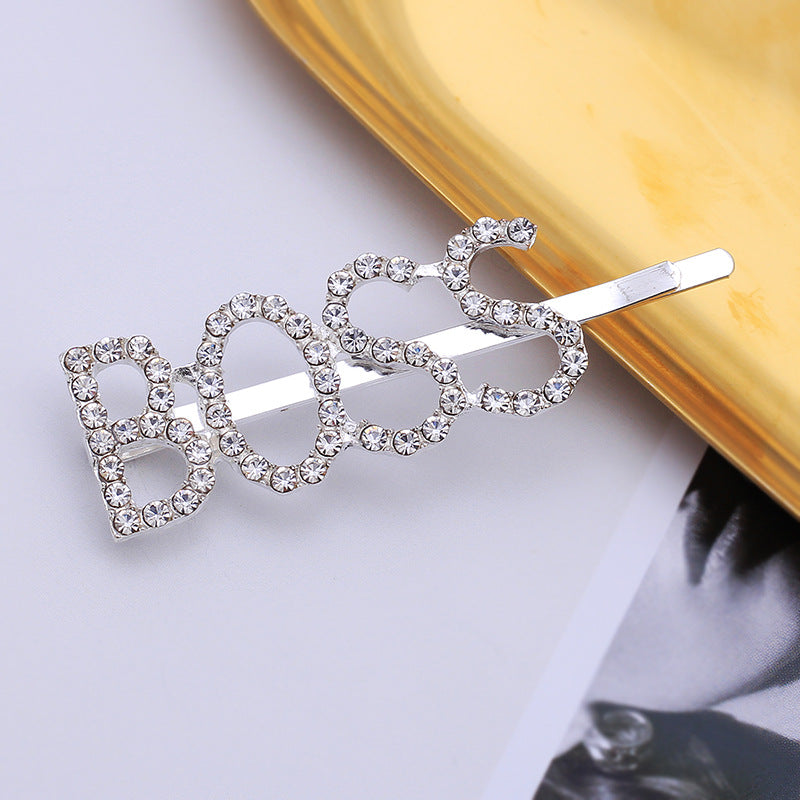 Letter Side Clip Bangs Rhinestone