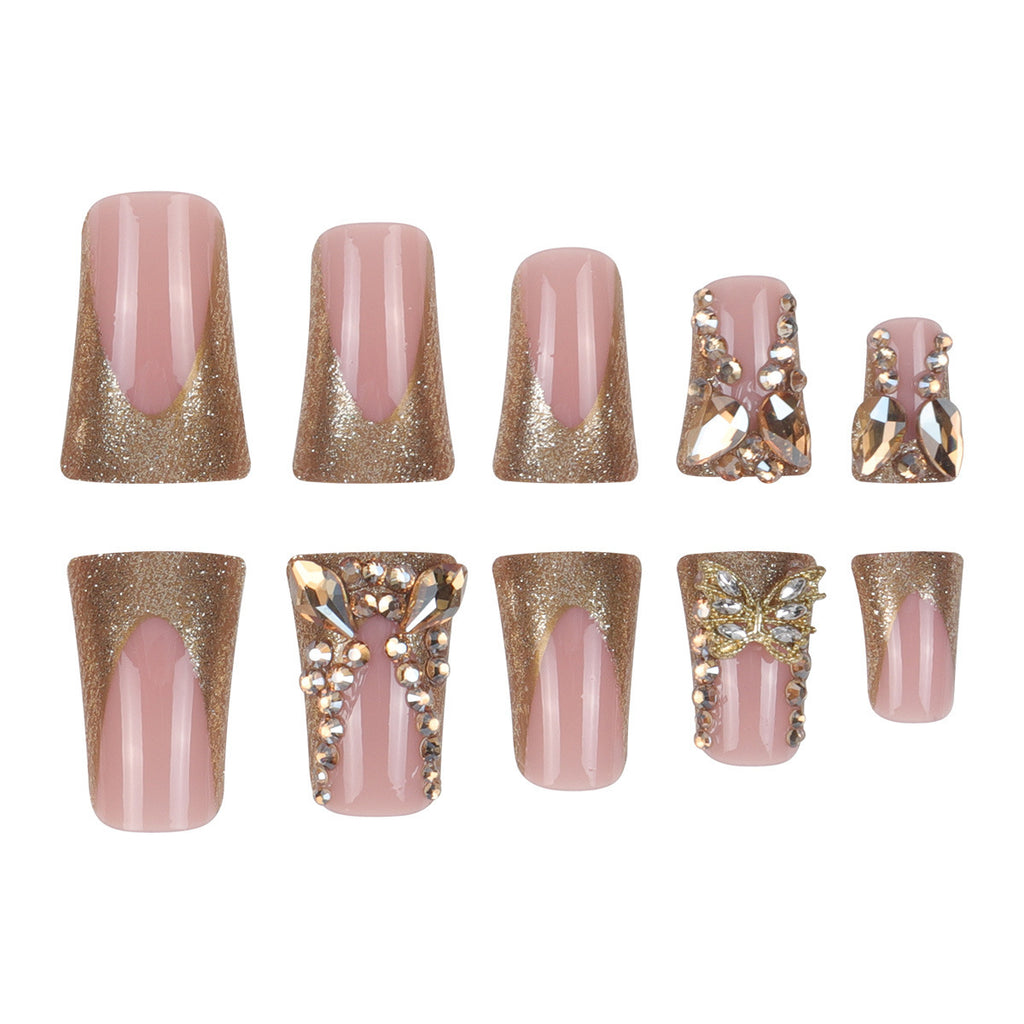 Golden Diamond In The Debris Butterfly Nail Stickers