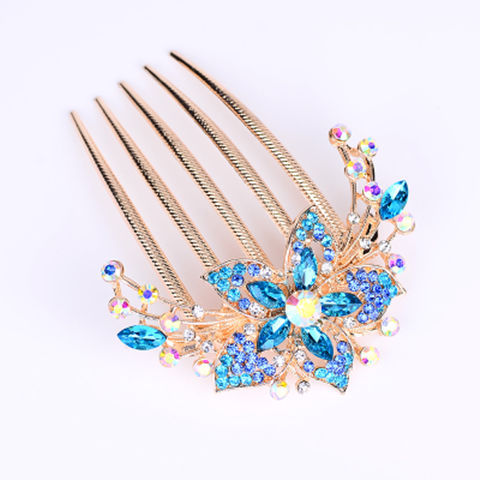 Rhinestone plate hair insert comb