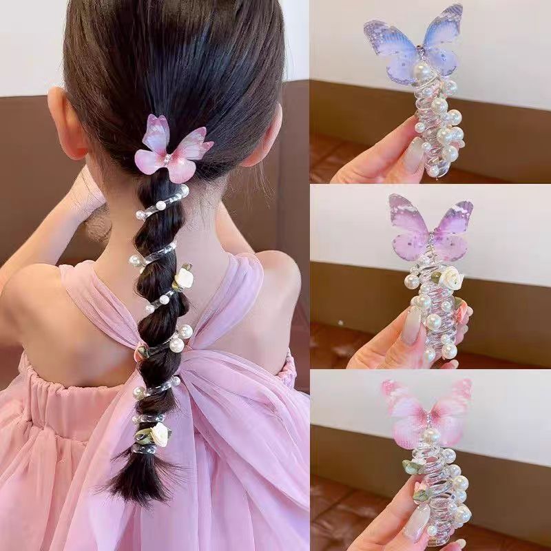 Children's Butterfly Pearl Phone Line Hair Ring Headdress