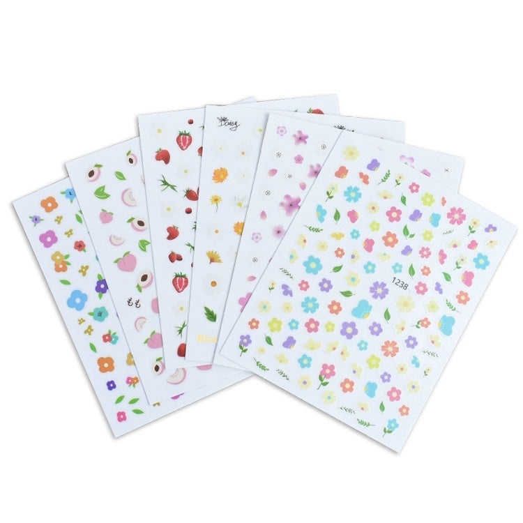 Joyful New Summer Nail Stickers Featuring Flower And Peach Designs