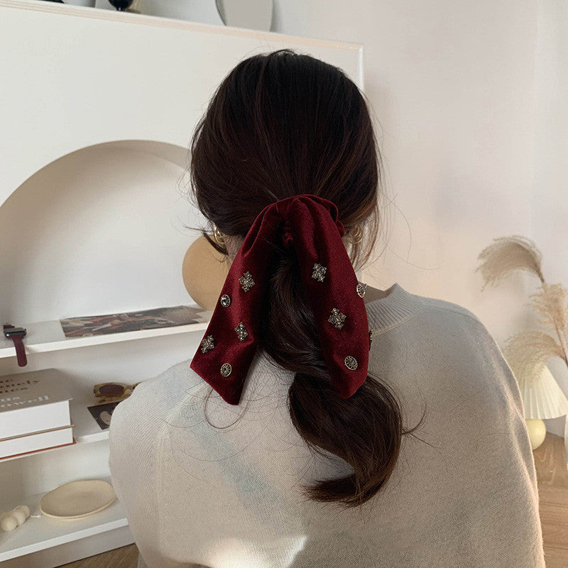 Velvet Hair Rope Women's Bow Headdress High Elasticity