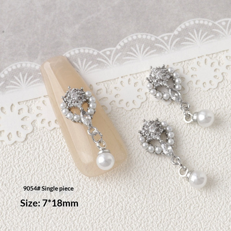 Silver Zircon Bow Nail Art Accessories