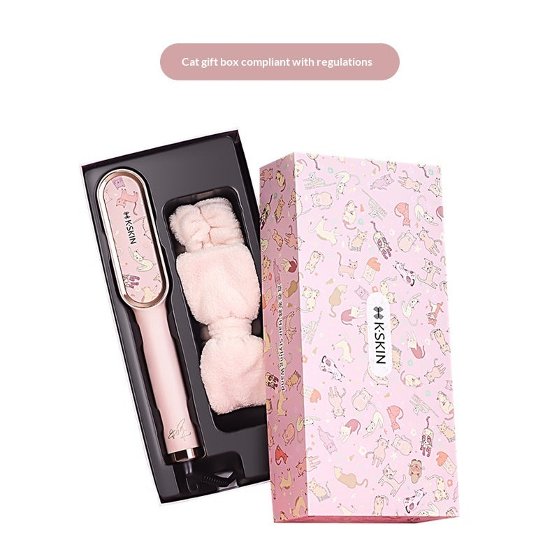 Hair Straightener Curling Iron CatThemed Gift Set Smoothing Hair Straightening Comb