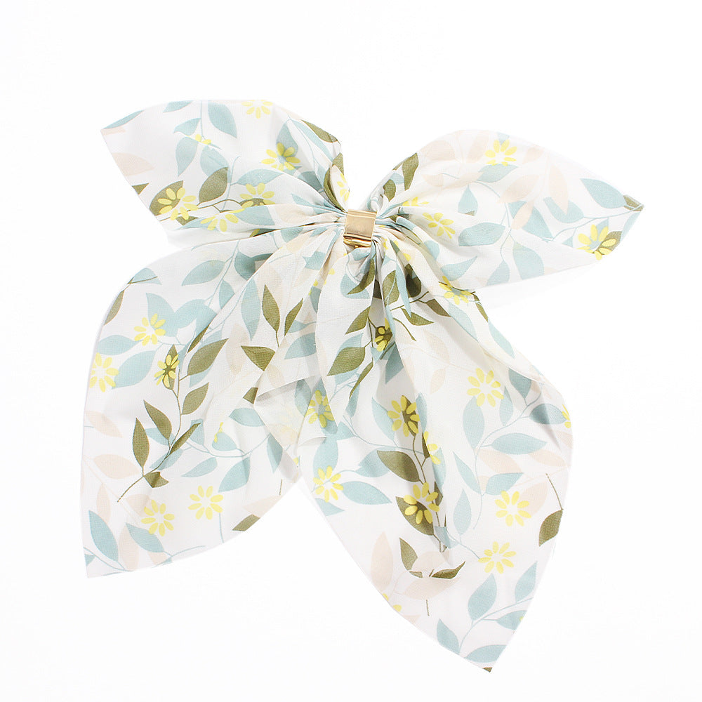 Floral Chiffon Big Bow Hairpin