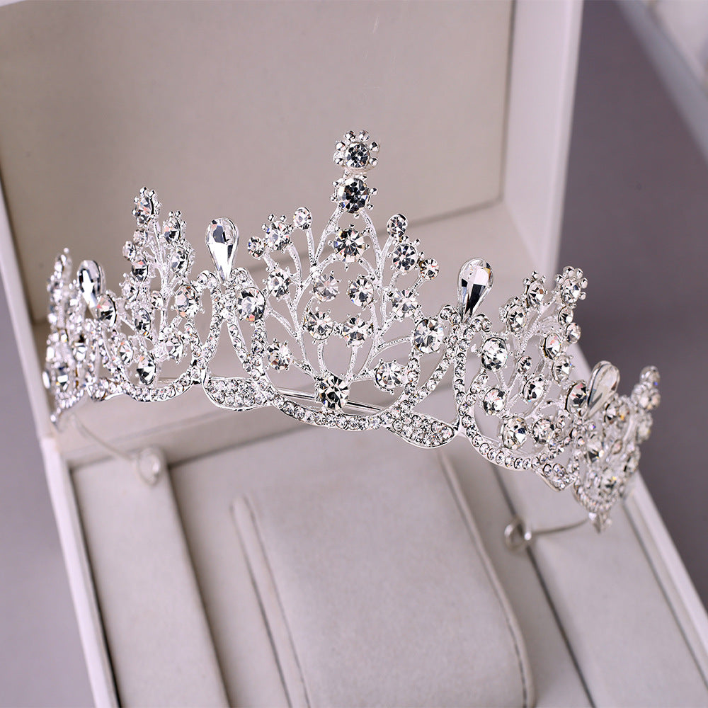 Baroque Vintage Black Rhinestone Crown Bridal Tiara