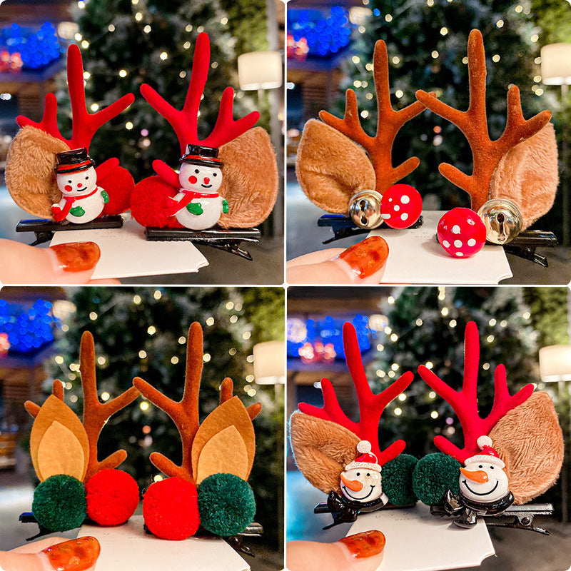 Christmas Hairpin Duck Clip Headdress Snowman Cute Antler Clip Hair Ornament