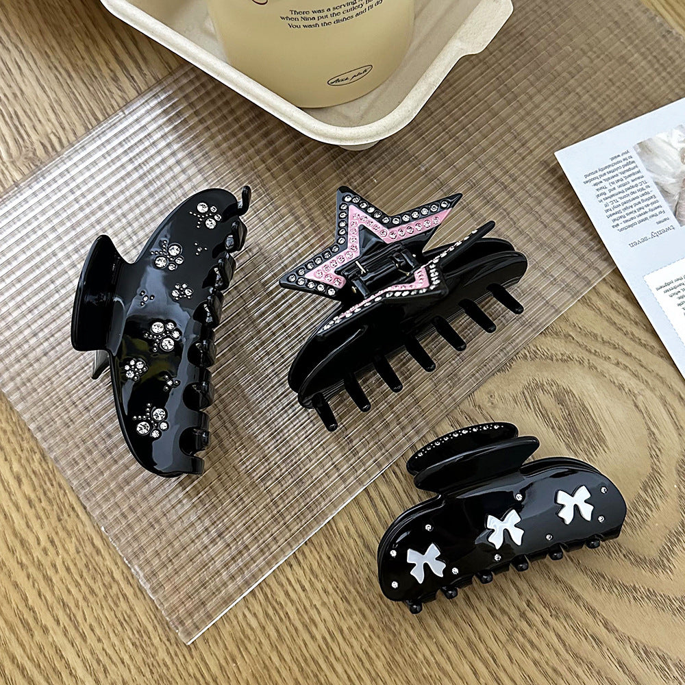 Real Acetic Acid Grip Night Elf Rhinestone Butterfly French Diamond Shark Clip