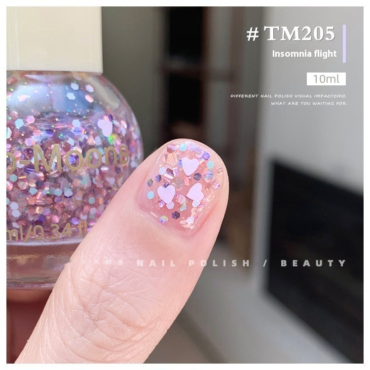 Moons White Sequins Nail Polish Baking-free And Tear-free