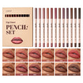 12-color Log Matte Lipstick Lip Liner Suit