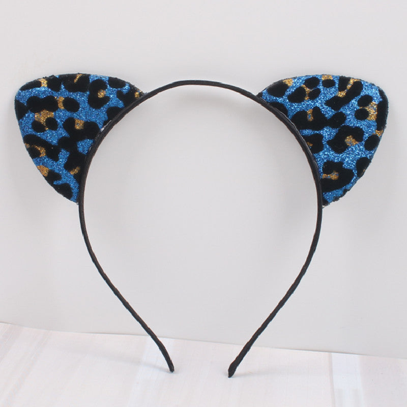 New Glitter Flocking Cat Ears Headband, Leopard Print Tiger Ears, Cute And Cute Headwear