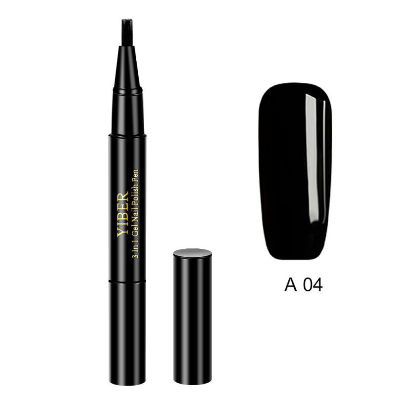 Yiber 5pcs Nail Polish Pen 3 In 1 One Step Glue Pen Multicolor