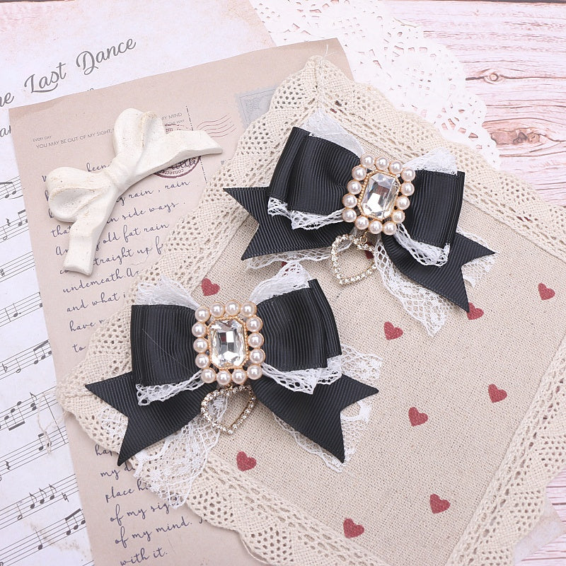 Sweet Cute Mass-produced Headdress Lace Bow Rhinestone