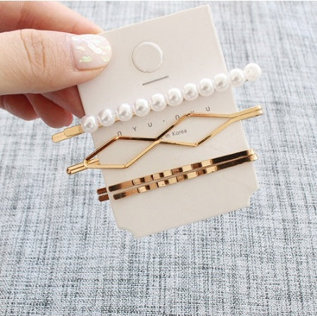 Metal pearl hairpin combination