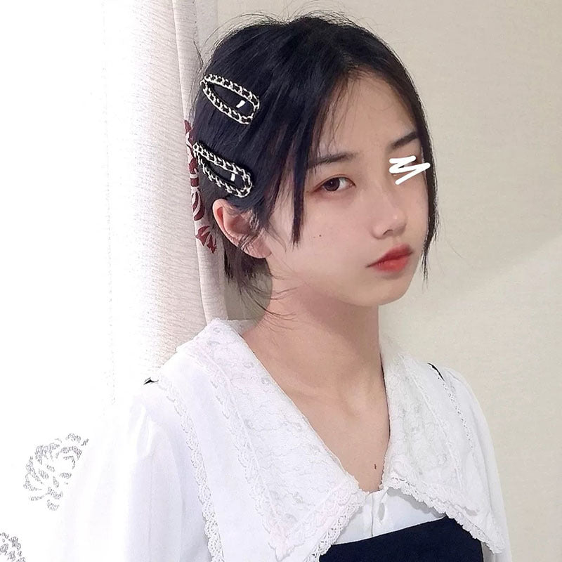 Geometric Metal Chain Barrettes Handmade