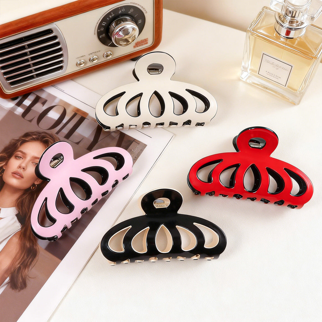 Contrast Color Hollow Out Minimalist Updo Shark Clip