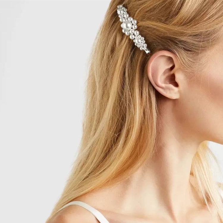 Pearl flower hairpin retro word clip bangs clip