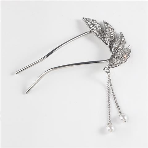 Coiled Hair Artifact Metal Tassel Hairpin Pearl