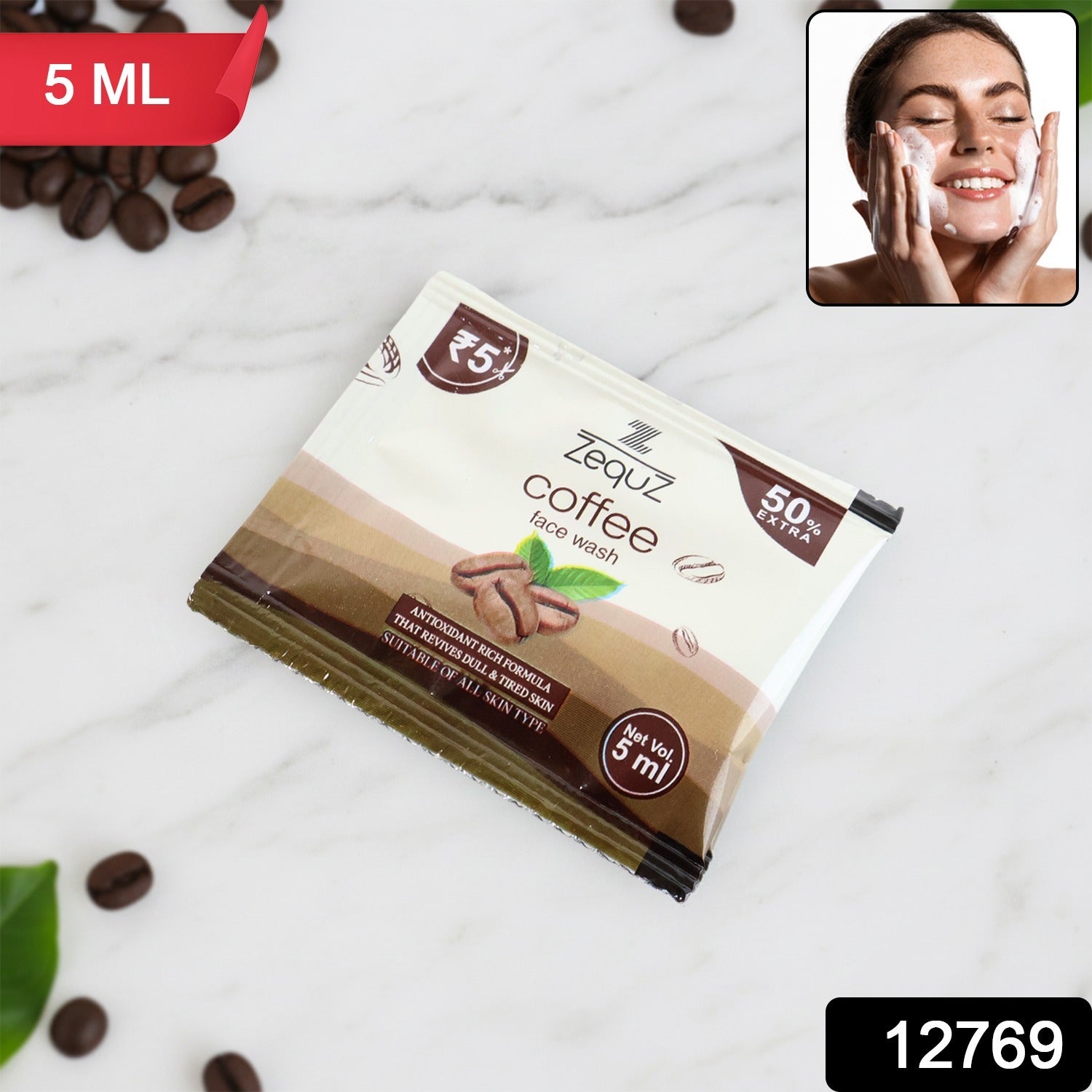 Zequz Coffee Face Wash Sachet (5 Ml  1 Pc)