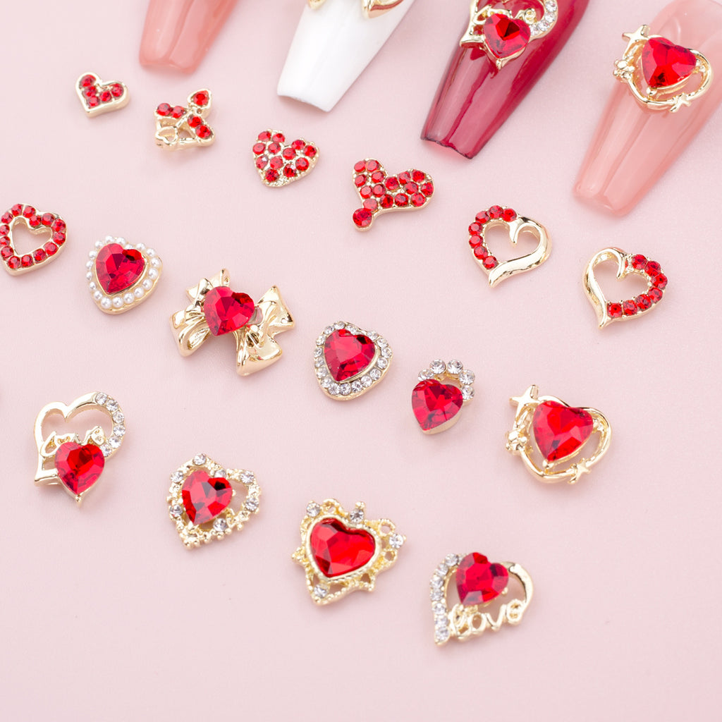 Glass New Year Nail Ornament Red Bow Accessories