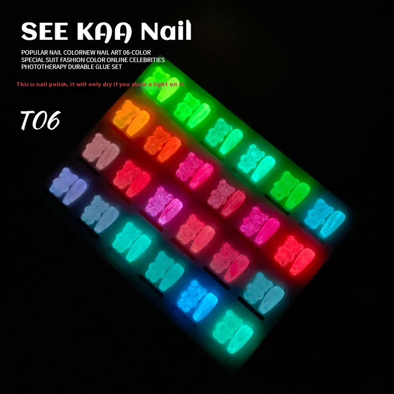 See Kaa Fluorescent White Transparent Nude UV Polish Nail Set