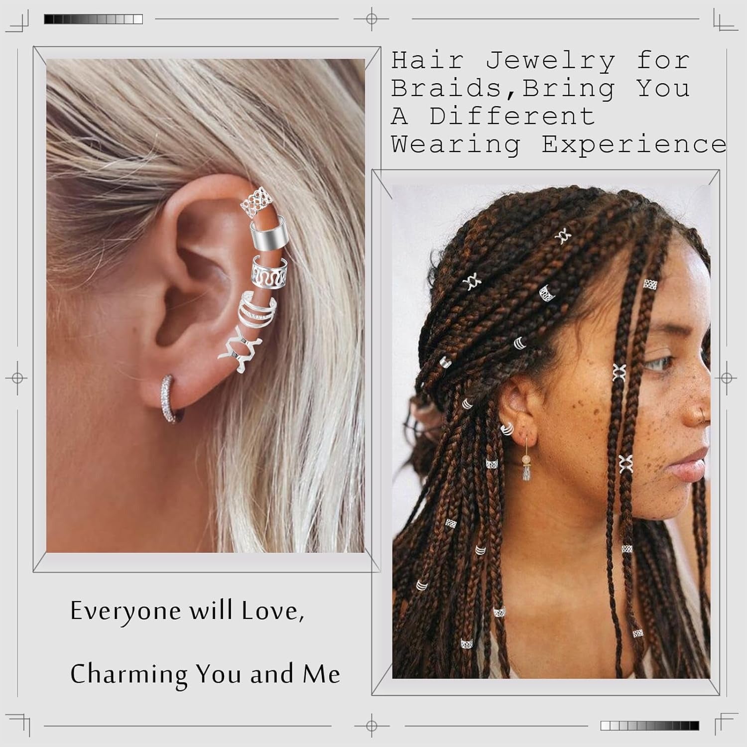 50 Pieces Hollow Out Dirty Braid Hair Ring European And American