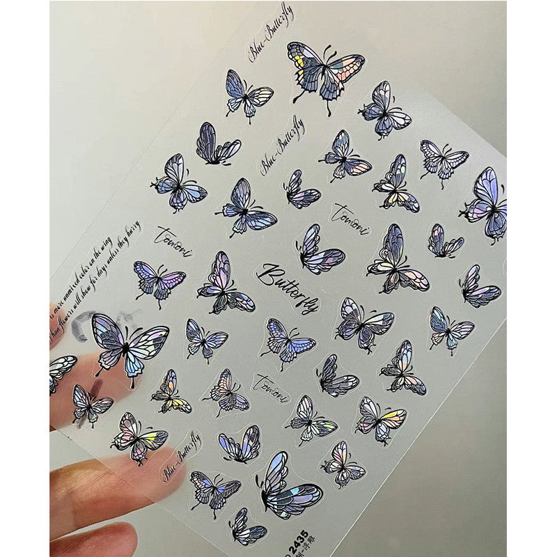 Tomoni Nail Relief Laser Butterfly Stickers Aurora Phantom Color