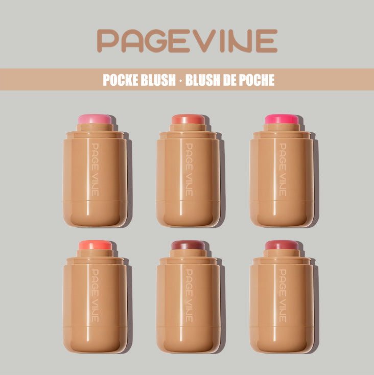 PageWine Pocket Blush Stick 6 Color Lip Cheek Water Light Stick
