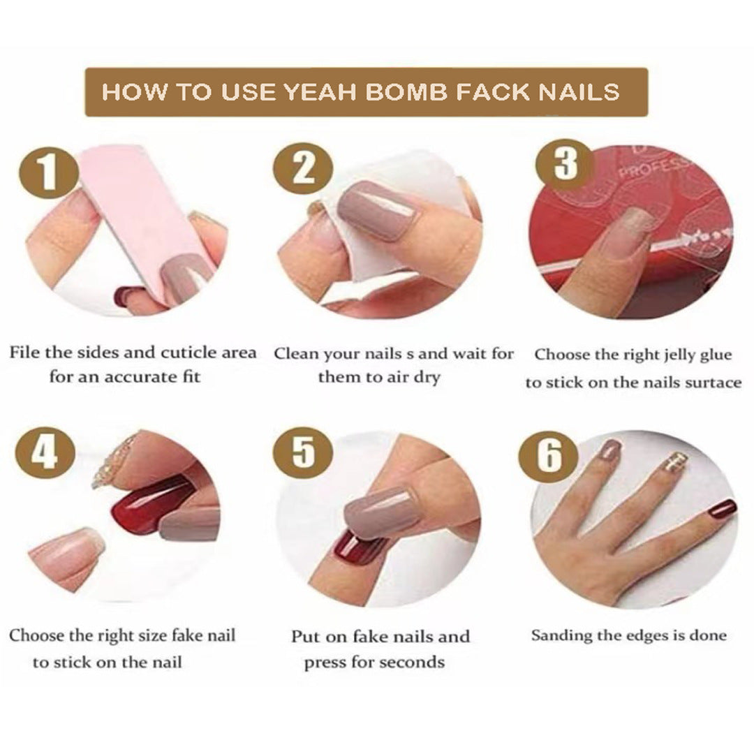 Long Water Pipe Wear Diamond Embellishment Nail Tip Patch