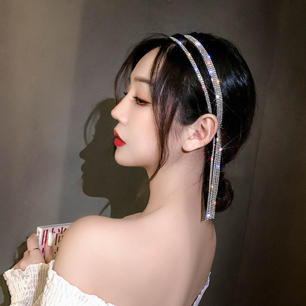 Long Fairy Clip With Diamond Fringe Headband